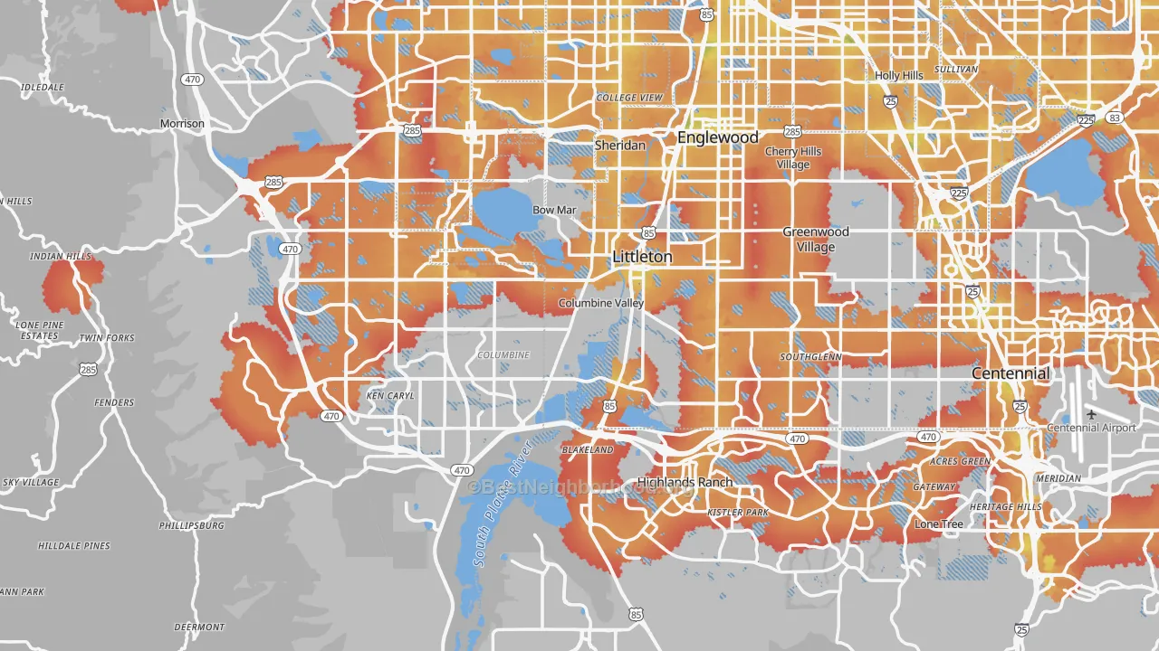 Transit Grade map of Littleton, CO