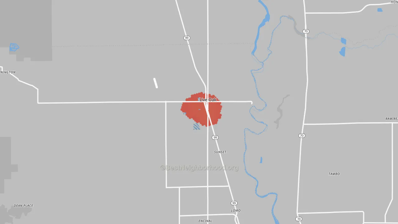 Transit Grade map of Live Oak, CA