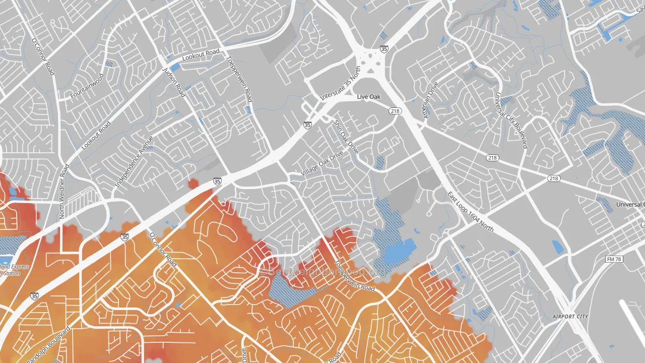 Transit Grade map of Live Oak, TX
