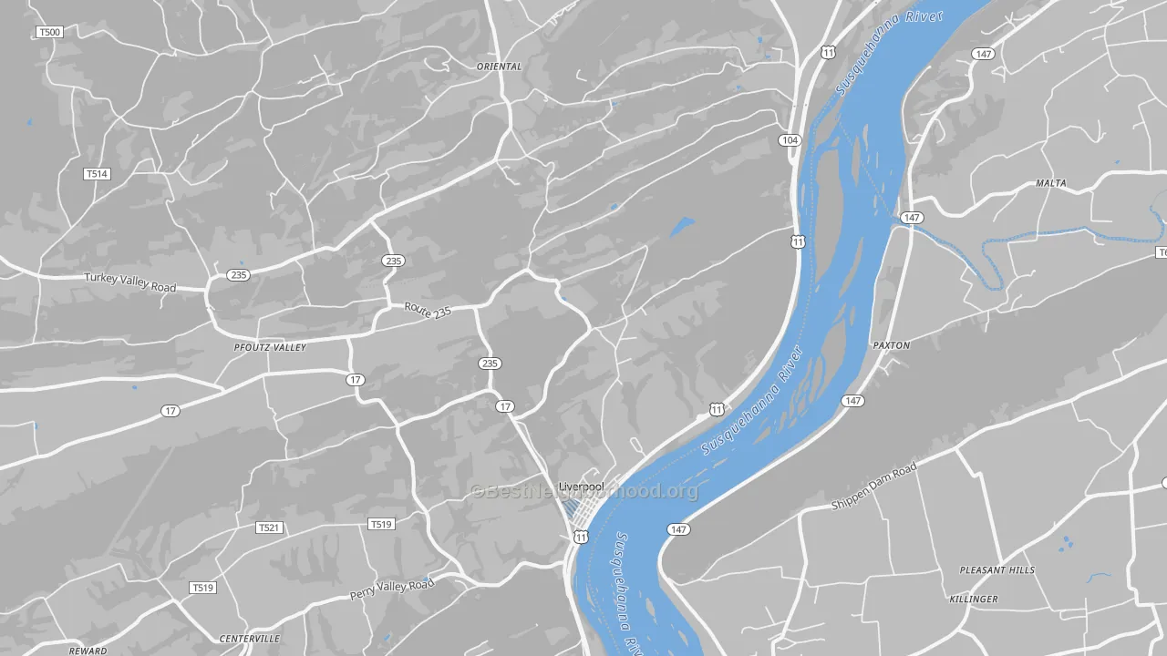 Transit Grade map of Liverpool, PA