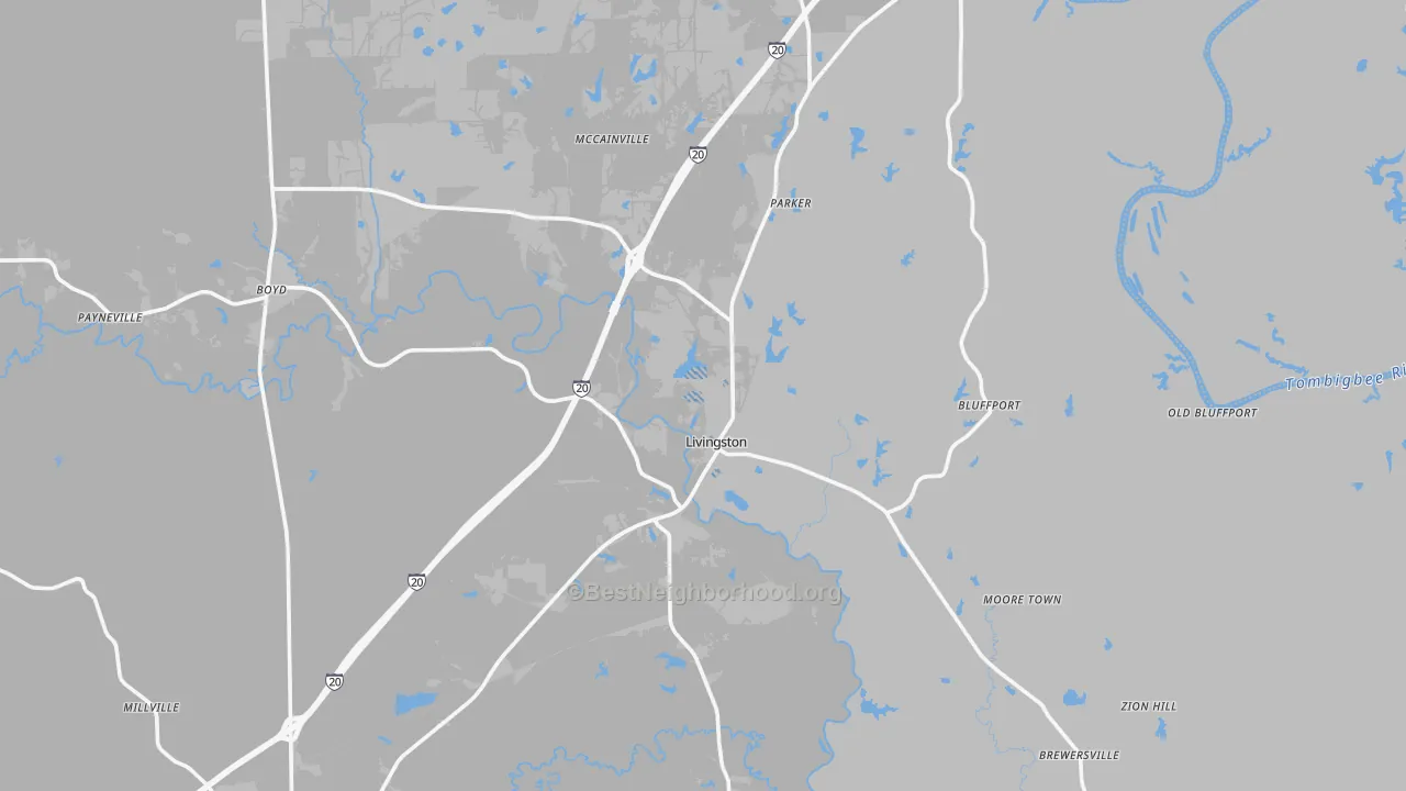 Transit Grade map of Livingston, AL