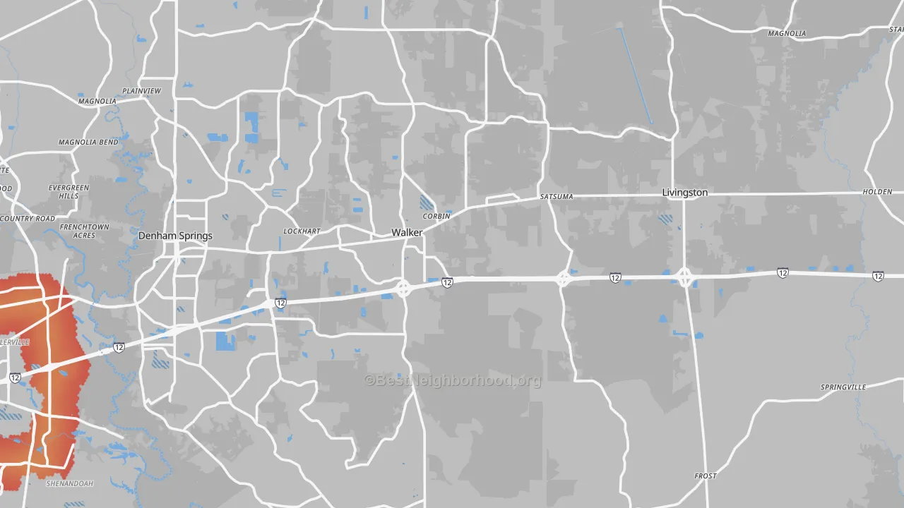 Transit Grade map of Livingston Parish, LA