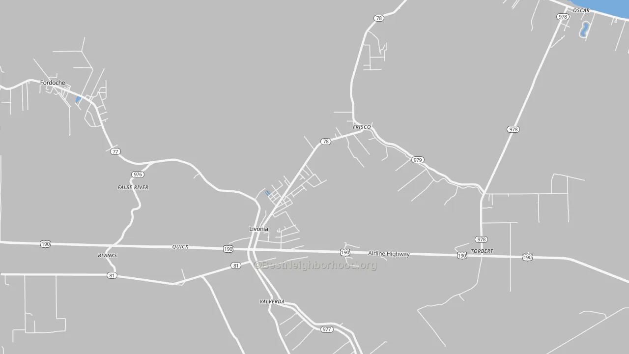 Transit Grade map of Livonia, LA