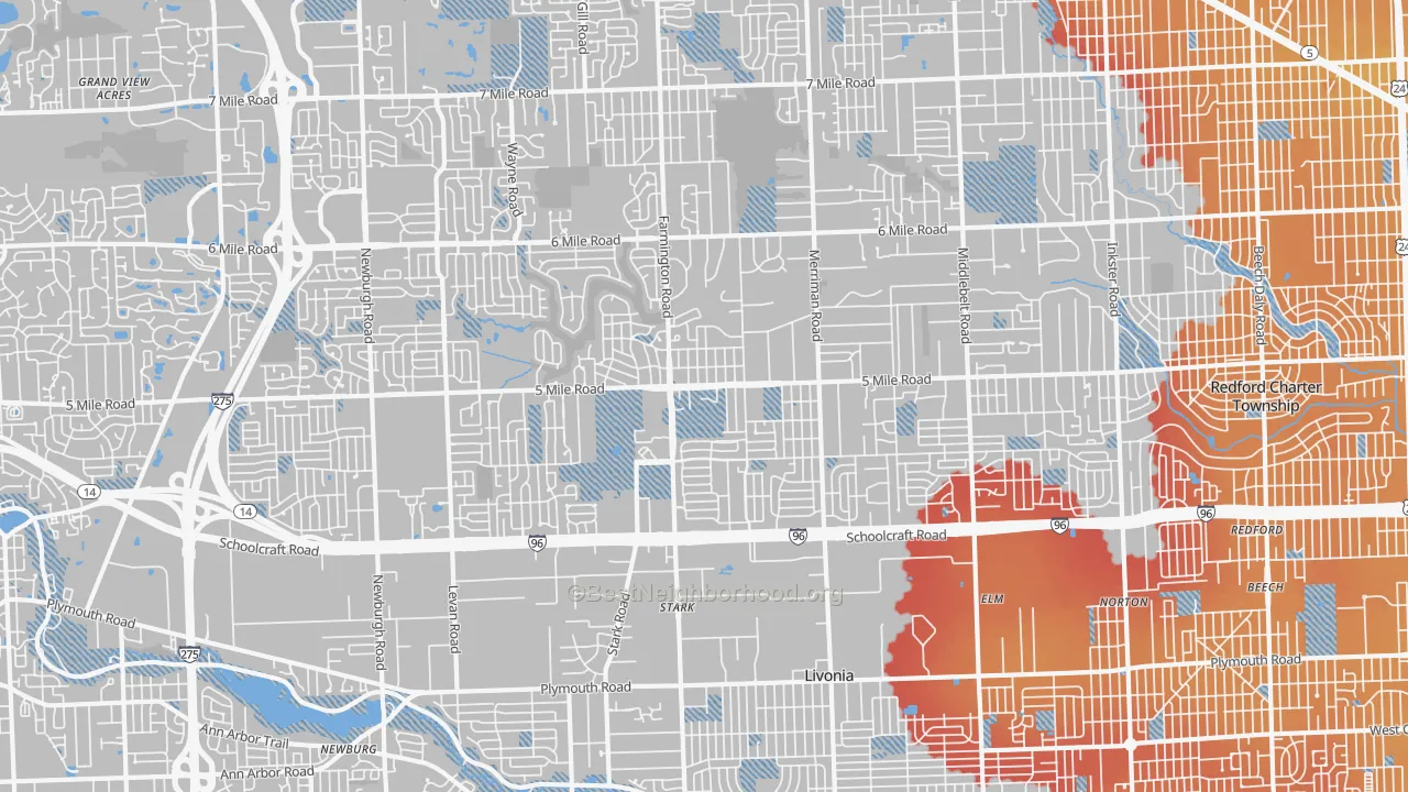Transit Grade map of Livonia, MI