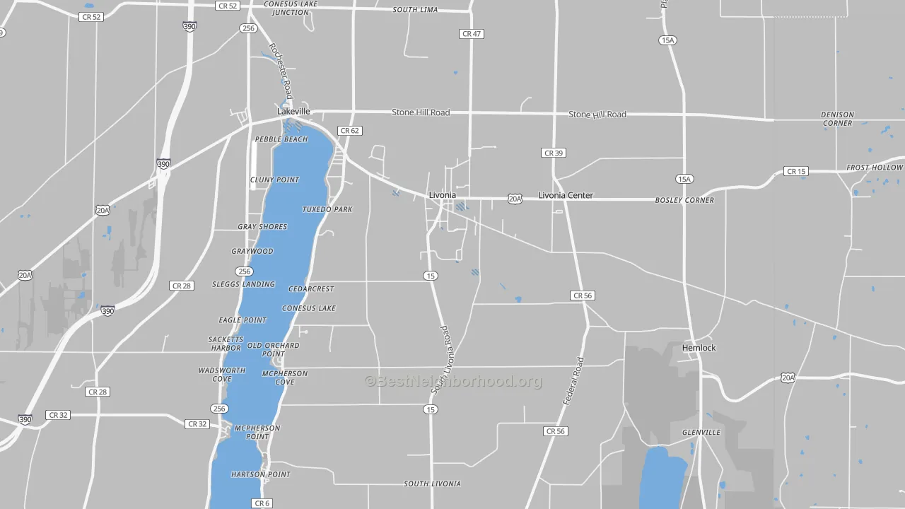 Transit Grade map of Livonia, NY