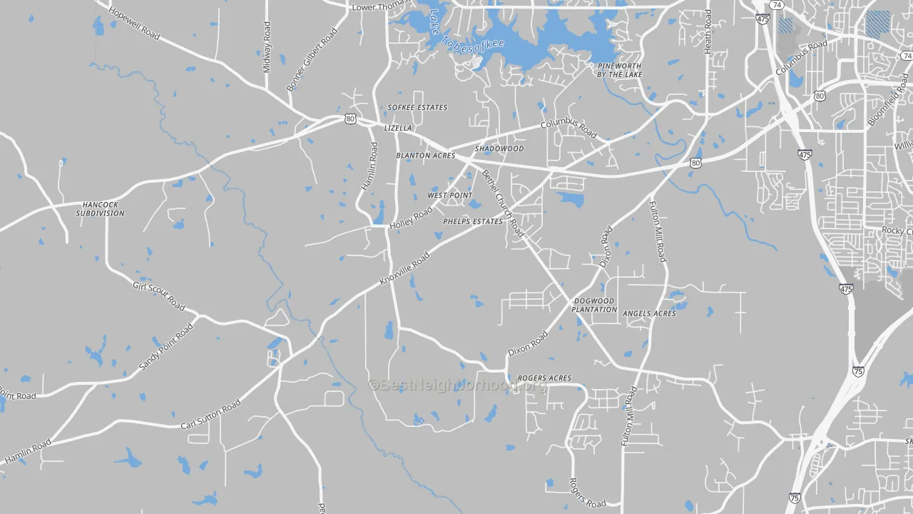 Transit Grade map of Lizella, GA