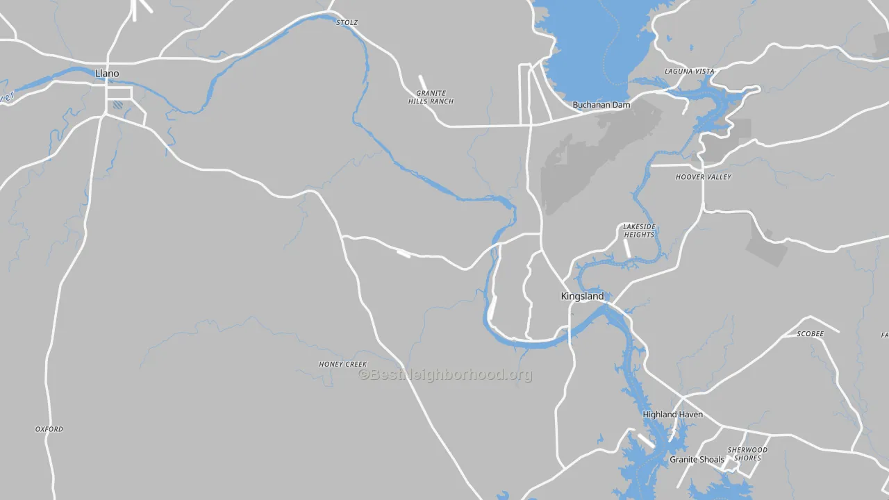 Transit Grade map of Llano County, TX