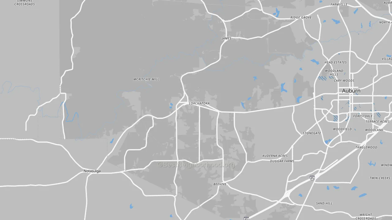 Transit Grade map of Loachapoka, AL