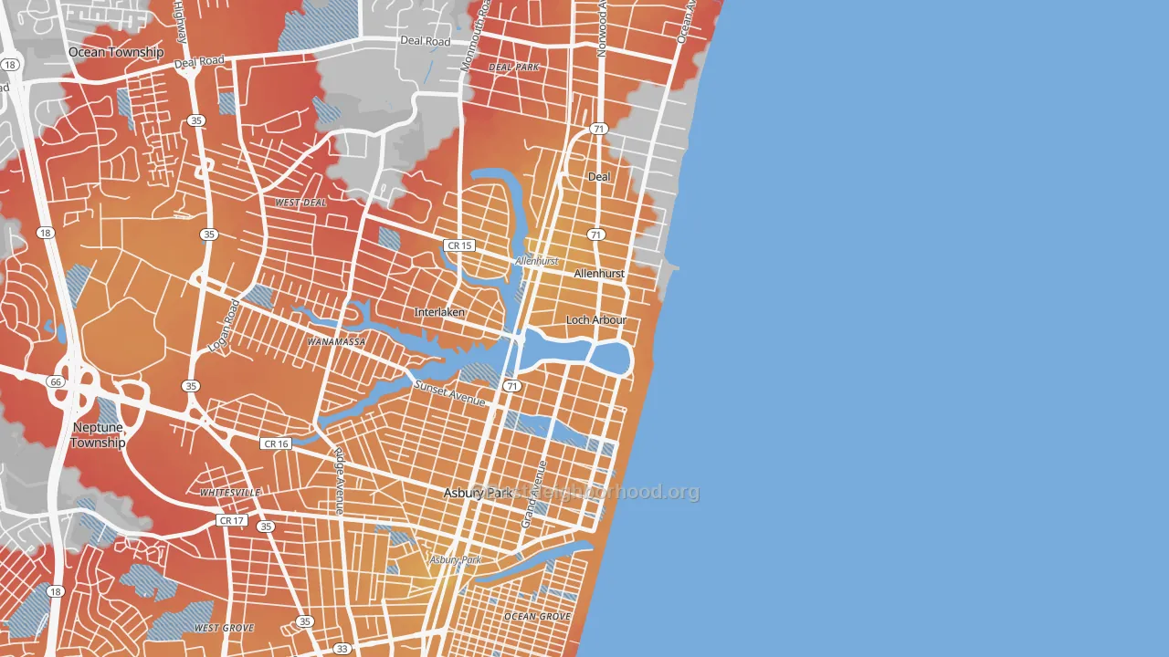 Transit Grade map of Loch Arbour, NJ