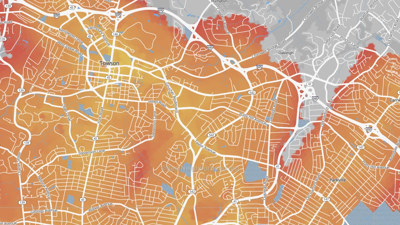 Transit Grade map of Loch Raven Manor, Towson, MD