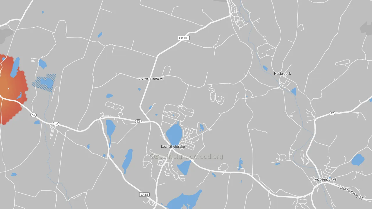Transit Grade map of Loch Sheldrake, NY