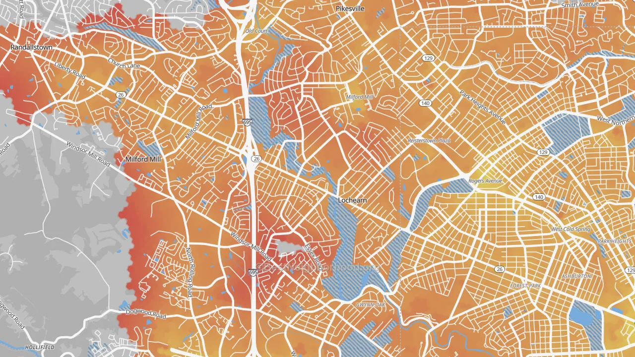 Transit Grade map of Lochearn, MD