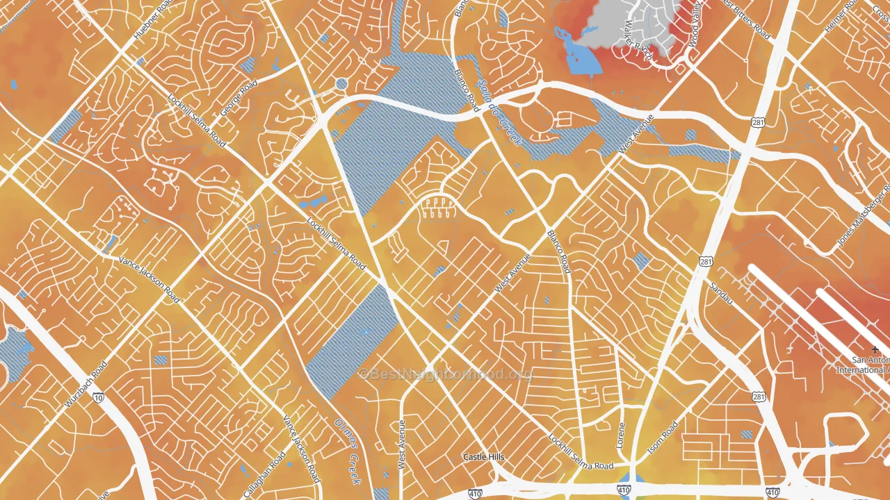 Transit Grade map of Lockhill Estates, San Antonio, TX