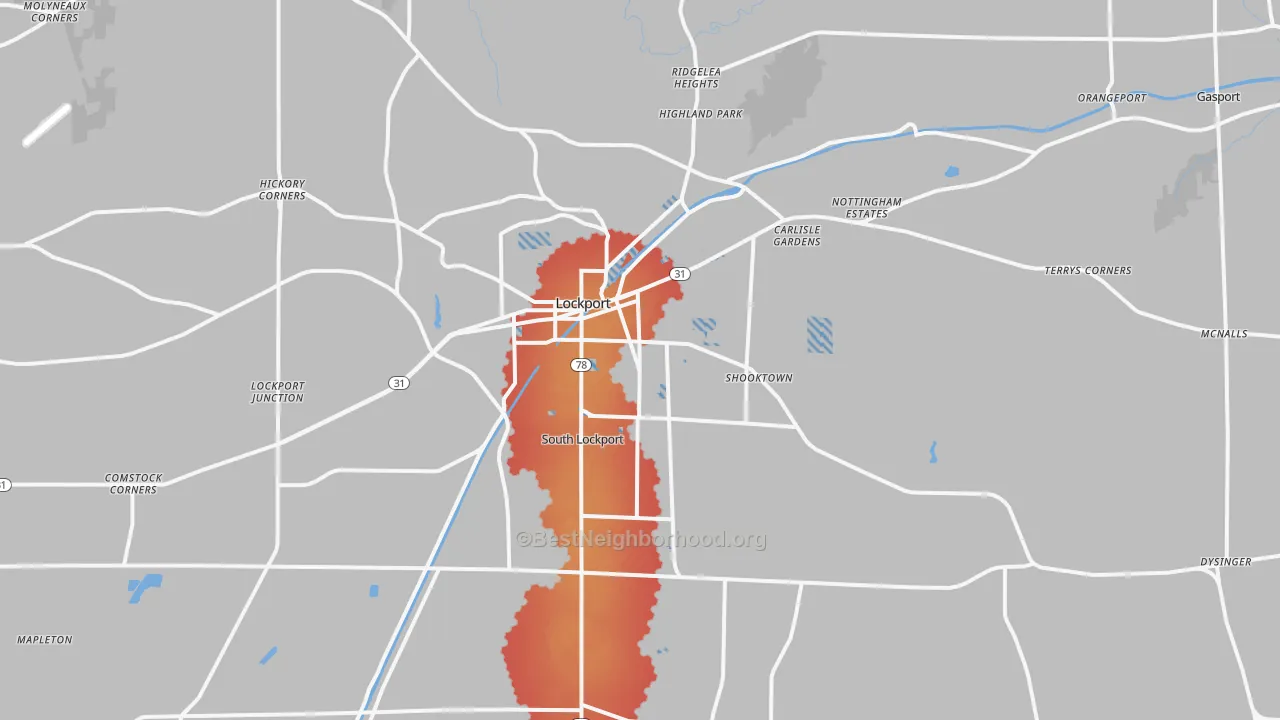 Transit Grade map of Lockport, NY