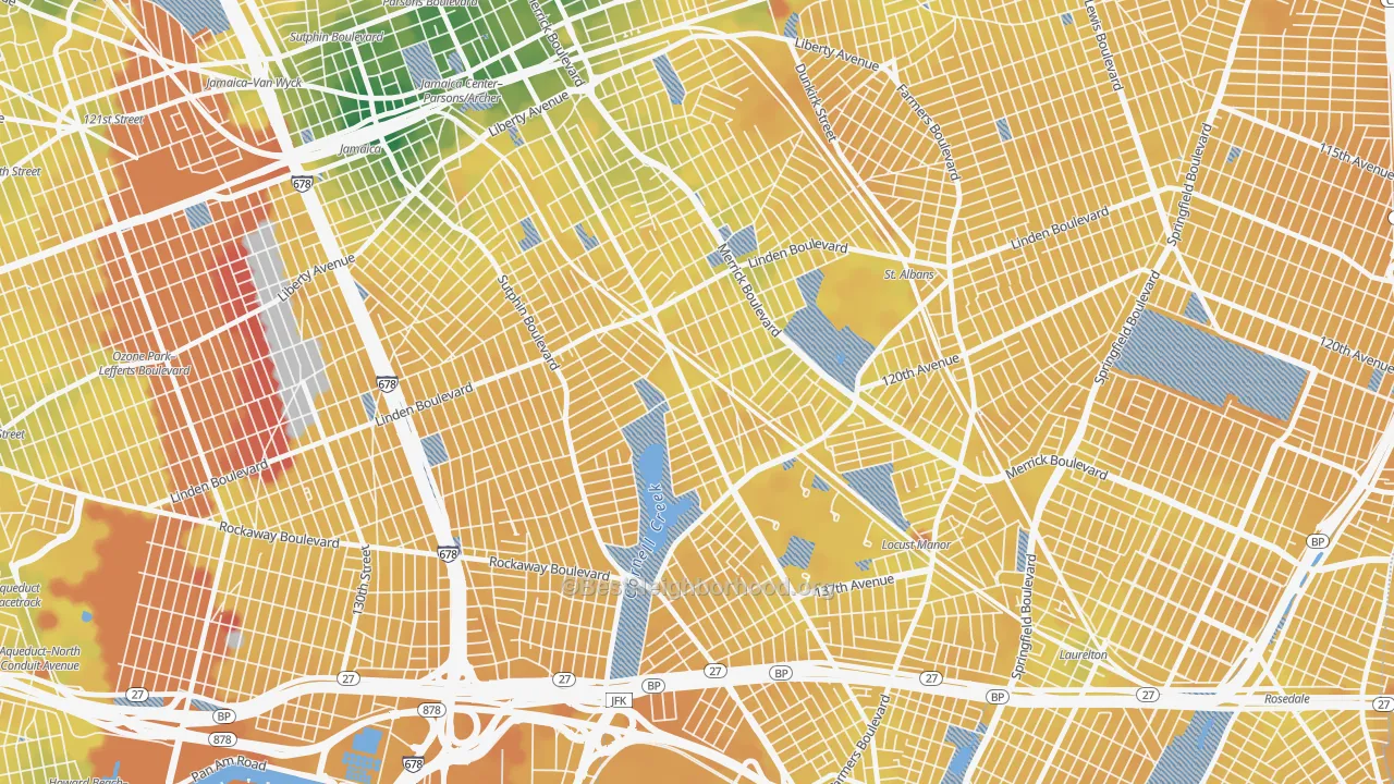 Transit Grade map of Locust Manor, Queens, NY