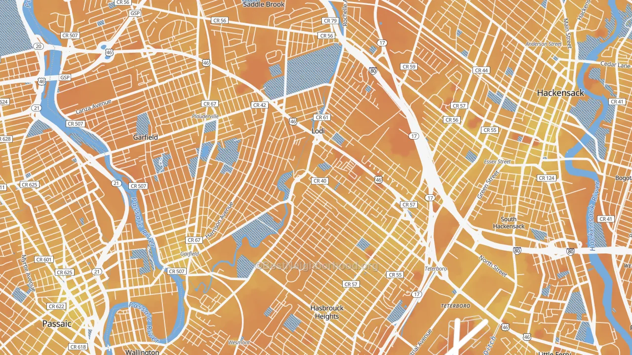 Transit Grade map of Lodi, NJ