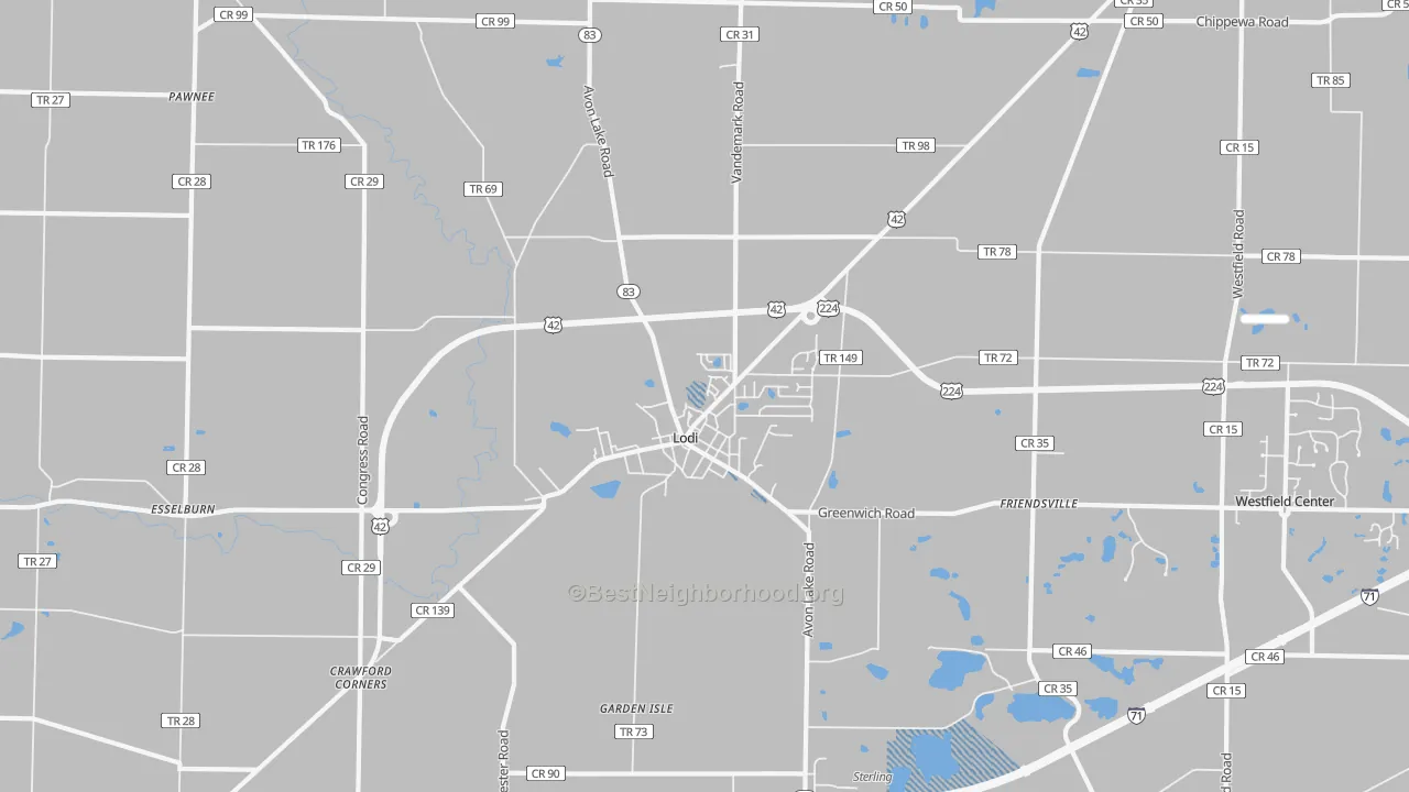 Transit Grade map of Lodi, OH