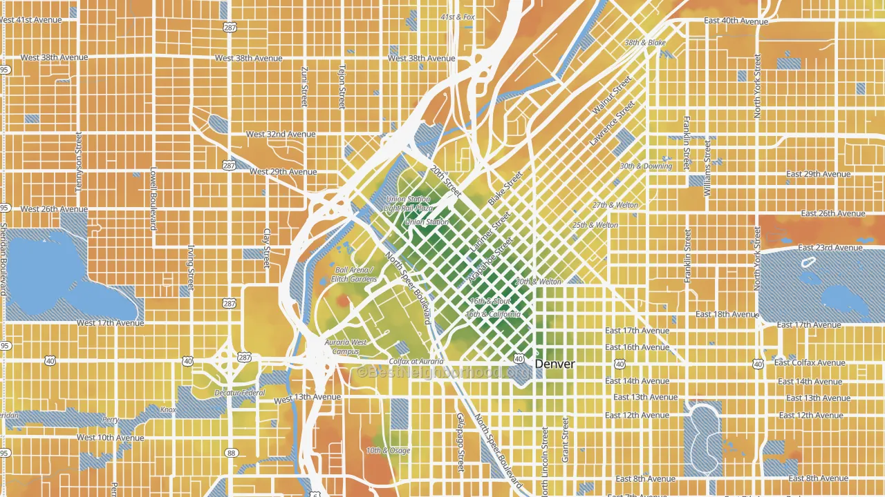 Transit Grade map of Lodo, Denver, CO