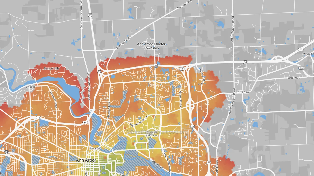 Transit Grade map of Logan, Ann Arbor, MI