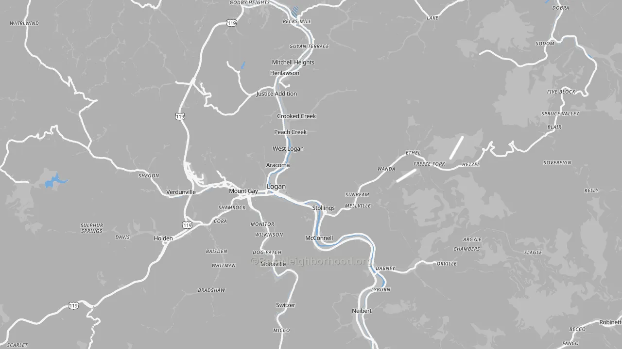 Transit Grade map of Logan County, WV