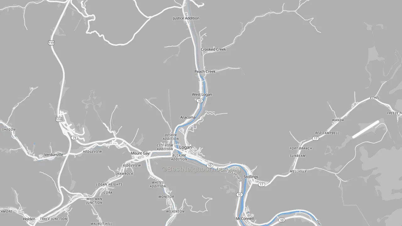 Transit Grade map of Logan, WV