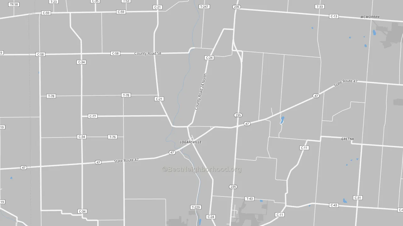 Transit Grade map of Logansville, OH