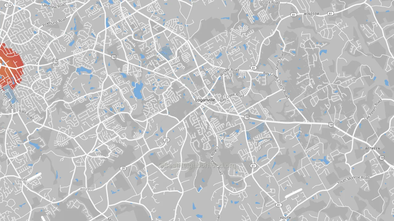 Transit Grade map of Loganville, GA