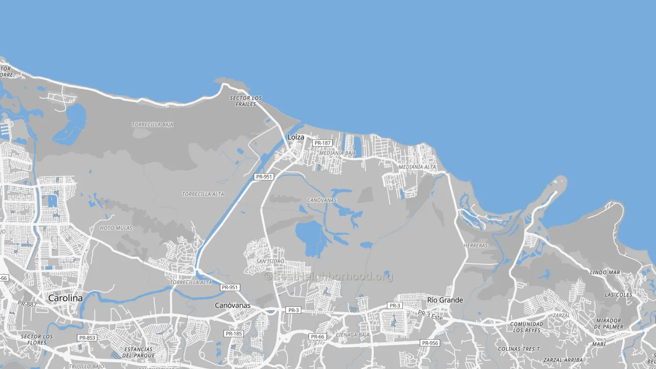 Transit Grade map of Loiza Municipio, PR