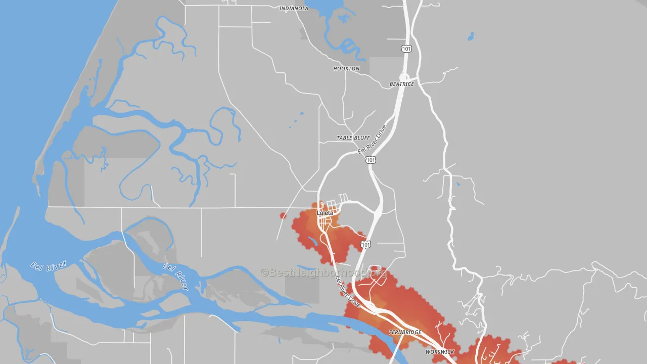 Transit Grade map of Loleta, CA
