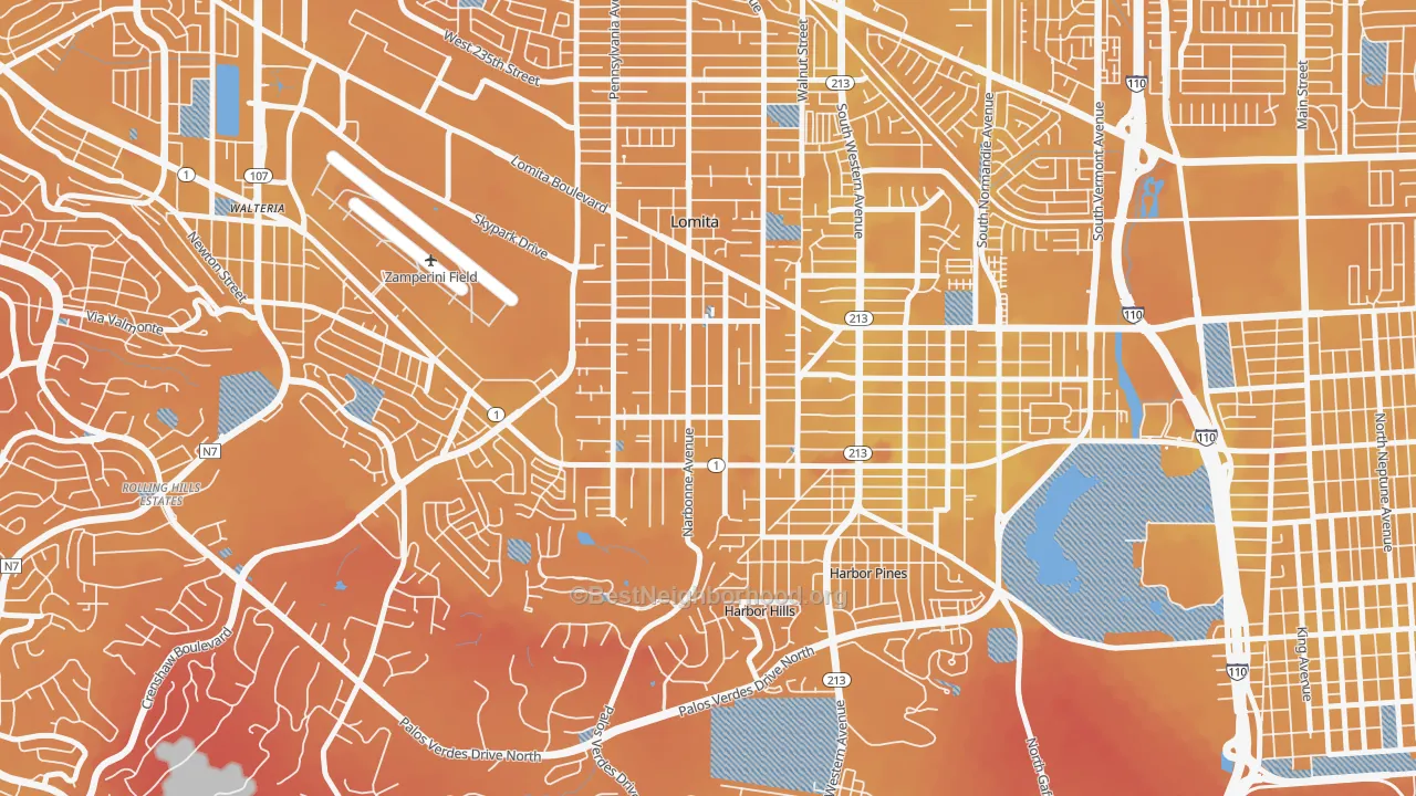 Transit Grade map of Lomita, CA