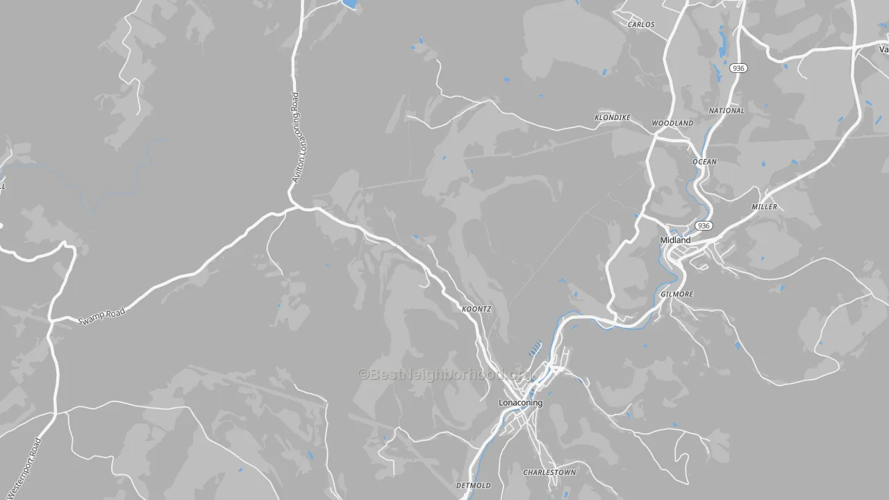 Transit Grade map of Lonaconing, MD
