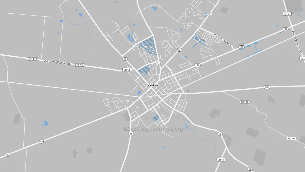 Transit Grade map of London Historic District, London, OH