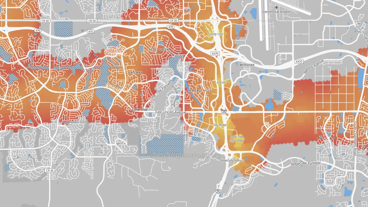 Transit Grade map of Lone Tree, CO