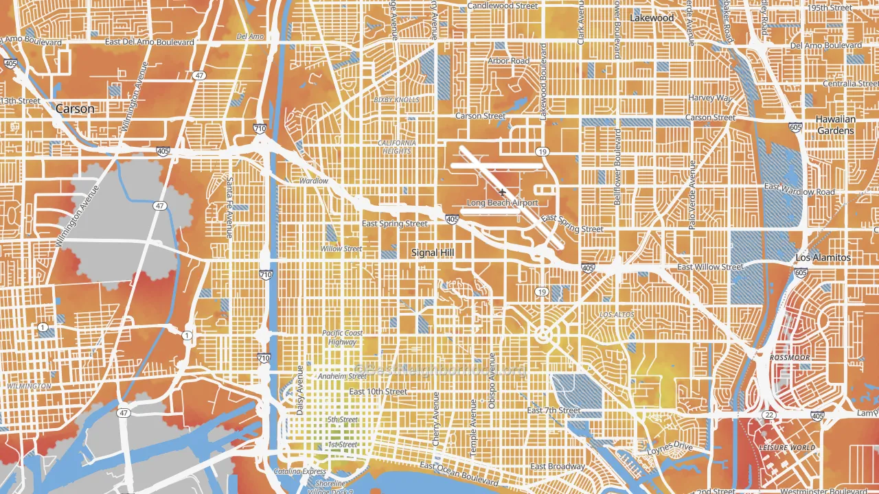 Transit Grade map of Long Beach, CA