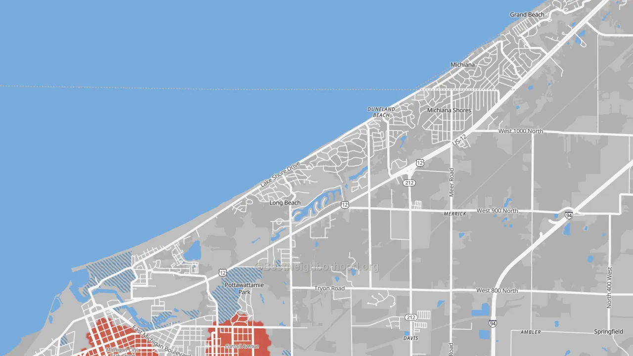 Transit Grade map of Long Beach, IN