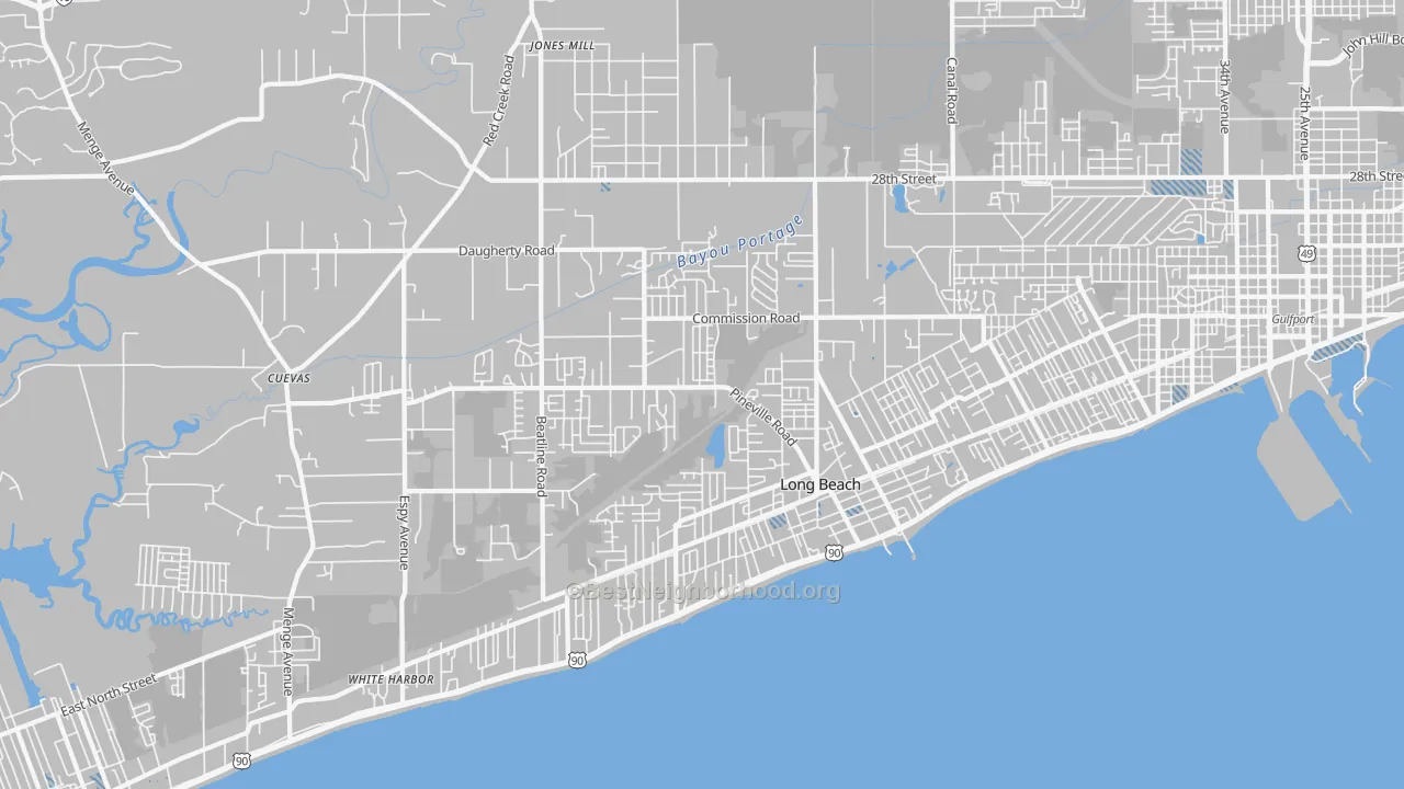 Transit Grade map of Long Beach, MS