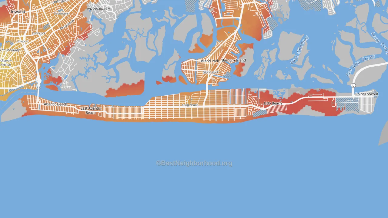 Transit Grade map of Long Beach, NY