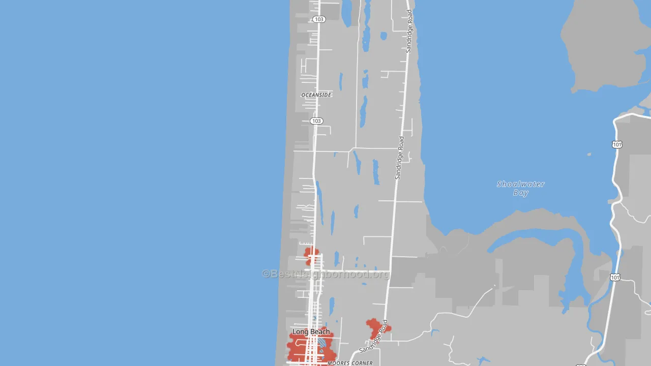 Transit Grade map of Long Beach, WA