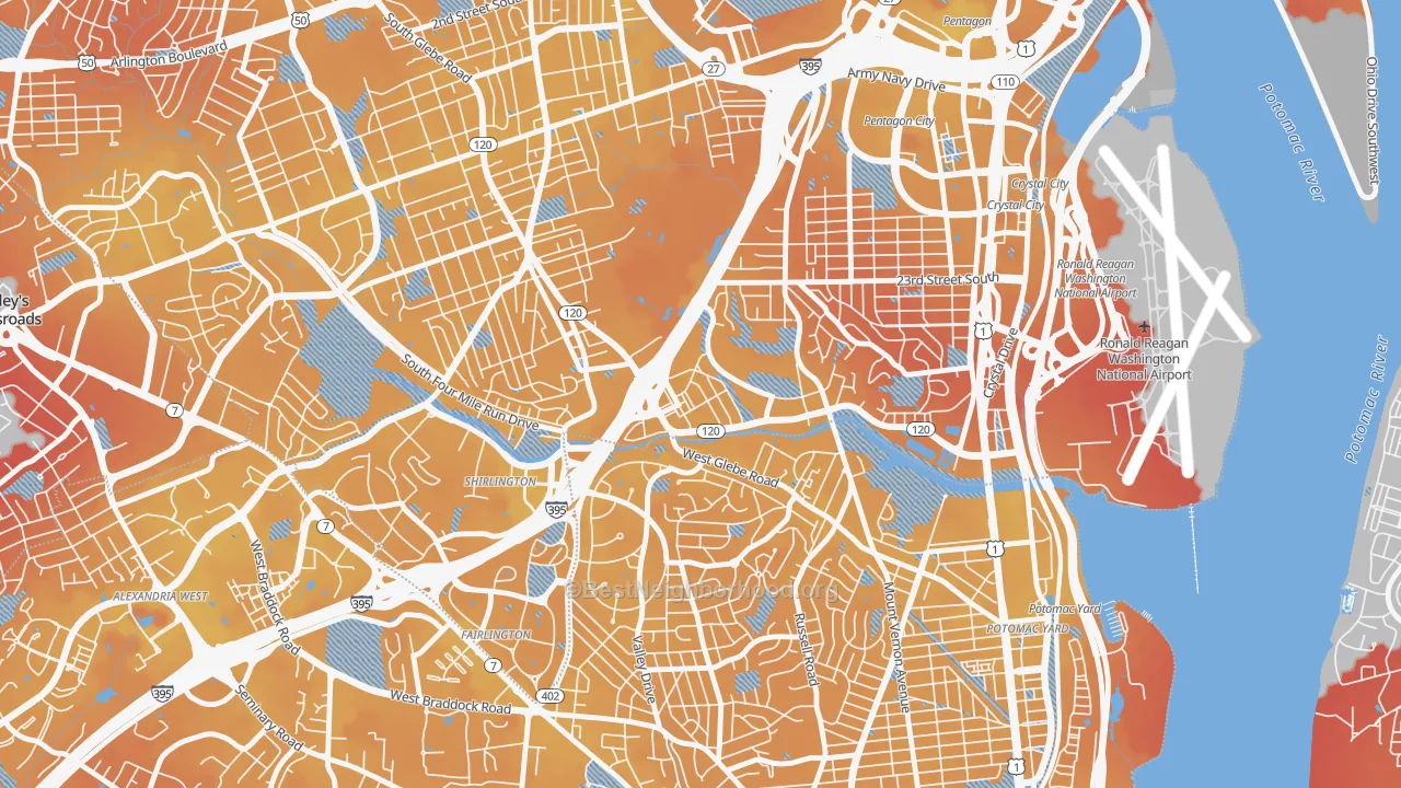 Transit Grade map of Long Branch Creek, Arlington, VA