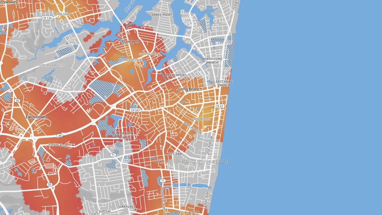 Transit Grade map of Long Branch, NJ