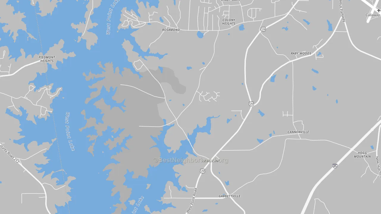 Transit Grade map of Long Cane, GA