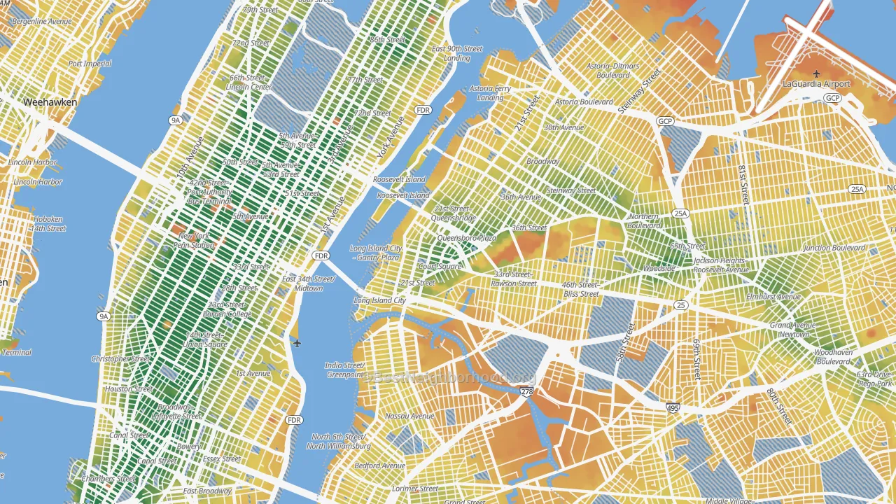 Transit Grade map of Long Island City, Queens, NY