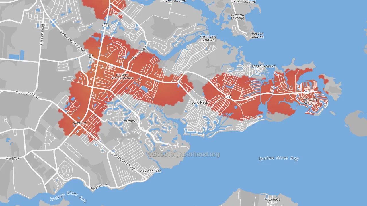 Transit Grade map of Long Neck, DE