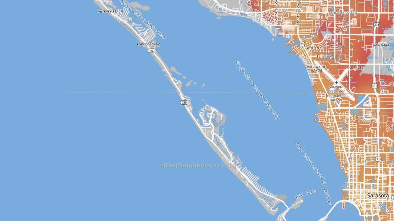 Transit Grade map of Longboat Key, FL
