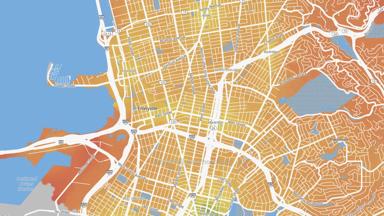 Transit Grade map of Longfellow, Emeryville, CA