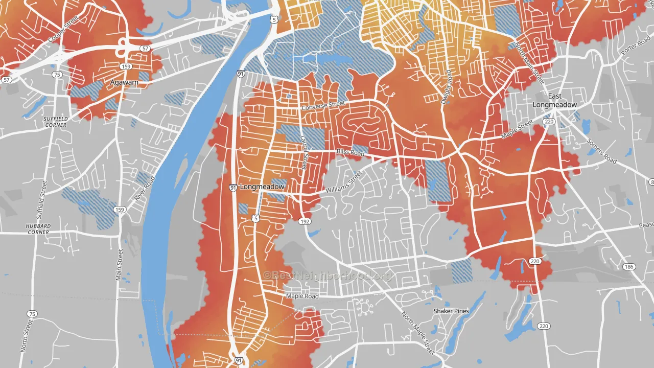 Transit Grade map of Longmeadow, MA
