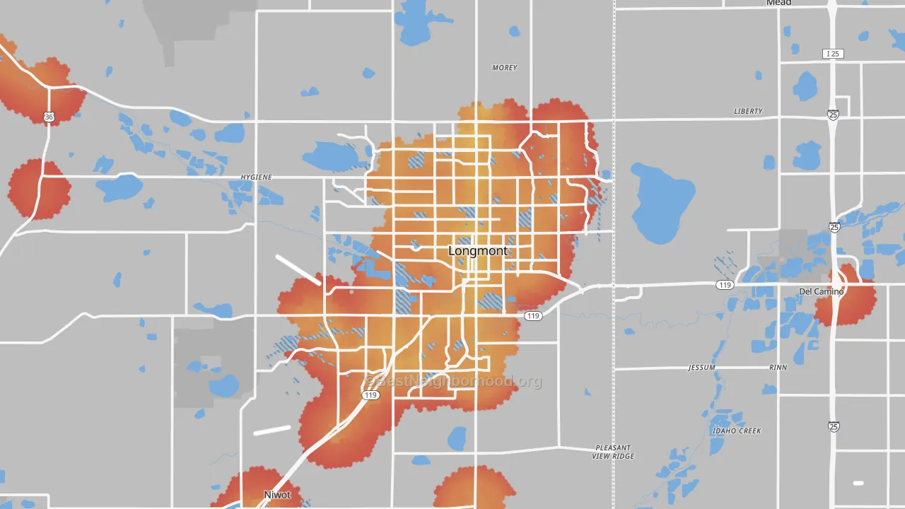 Transit Grade map of Longmont, CO