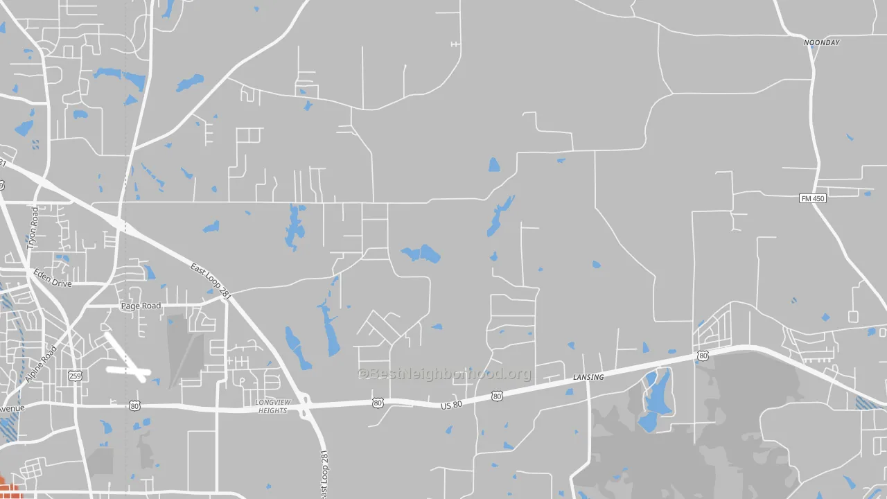 Transit Grade map of Longview Heights, TX