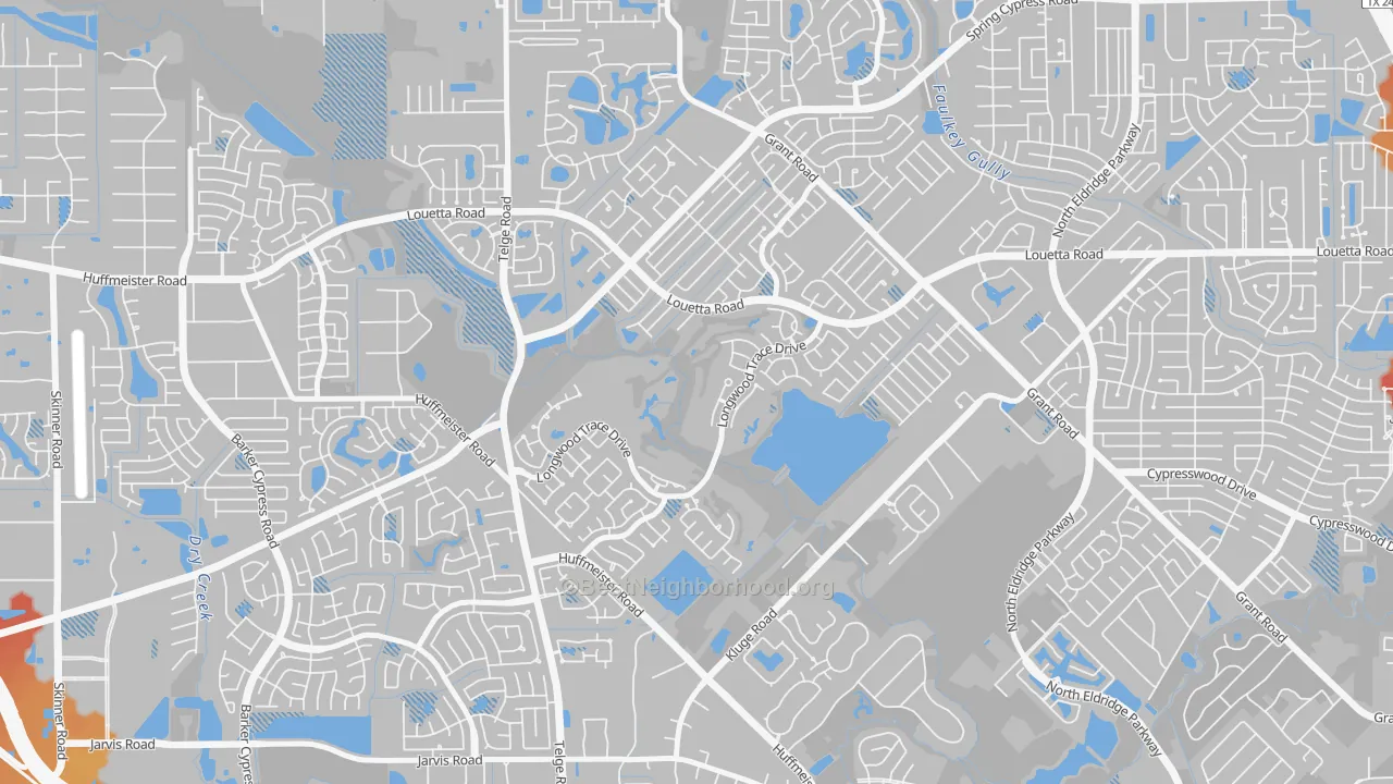 Transit Grade map of Longwood, Cypress, TX