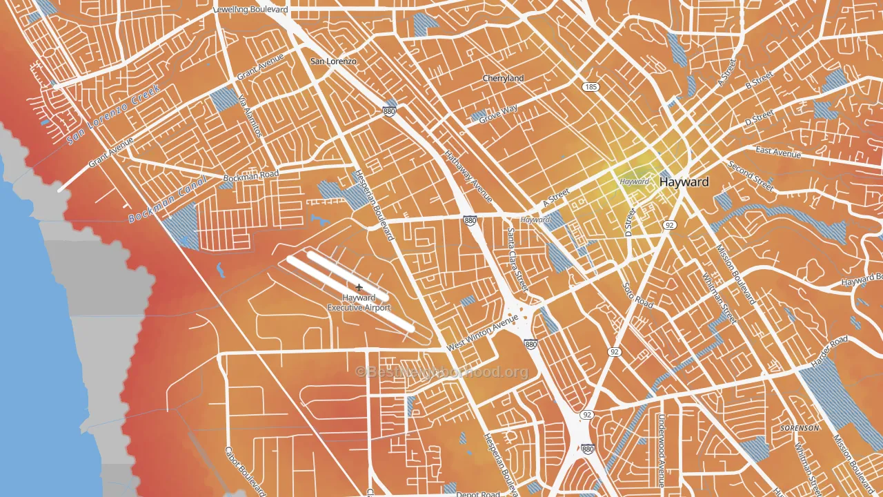 Transit Grade map of Longwood-Winton Grove, Hayward, CA